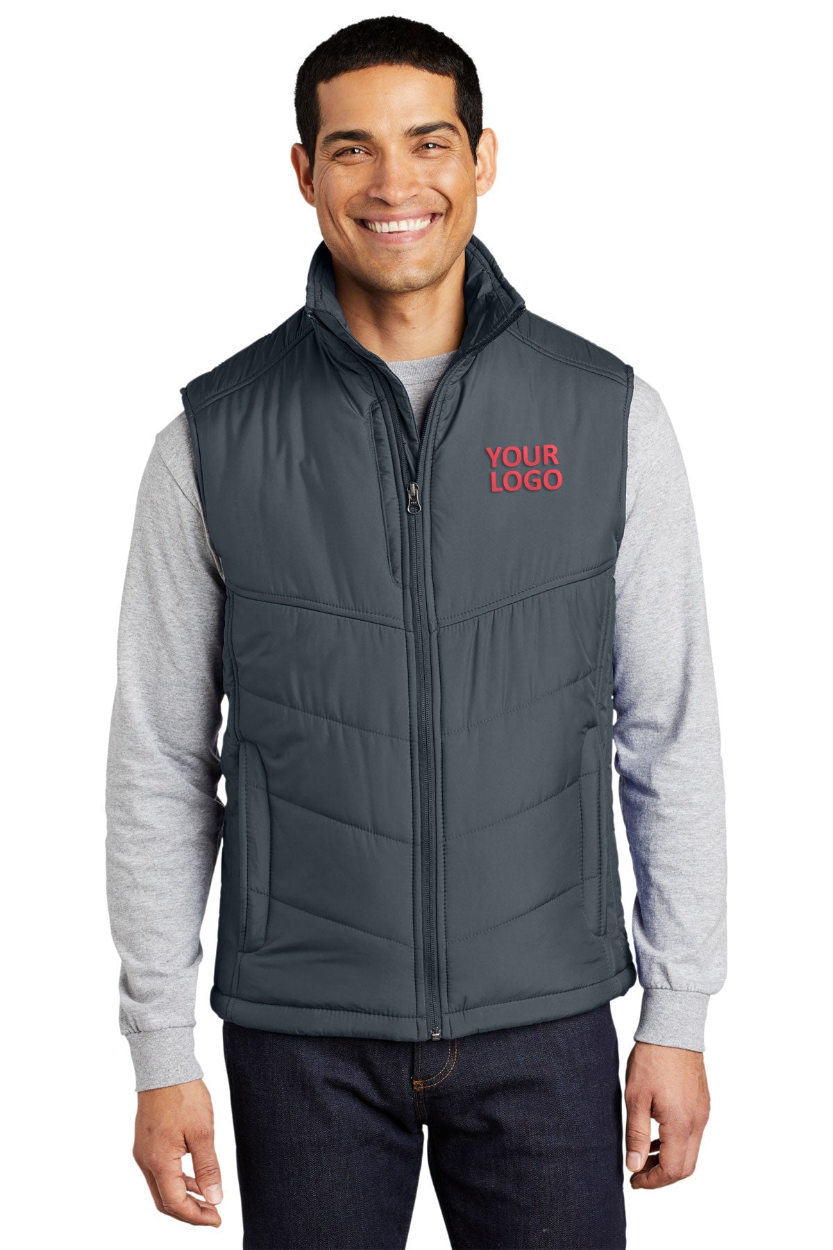 port authority dark slate/black j709 team jackets embroidered