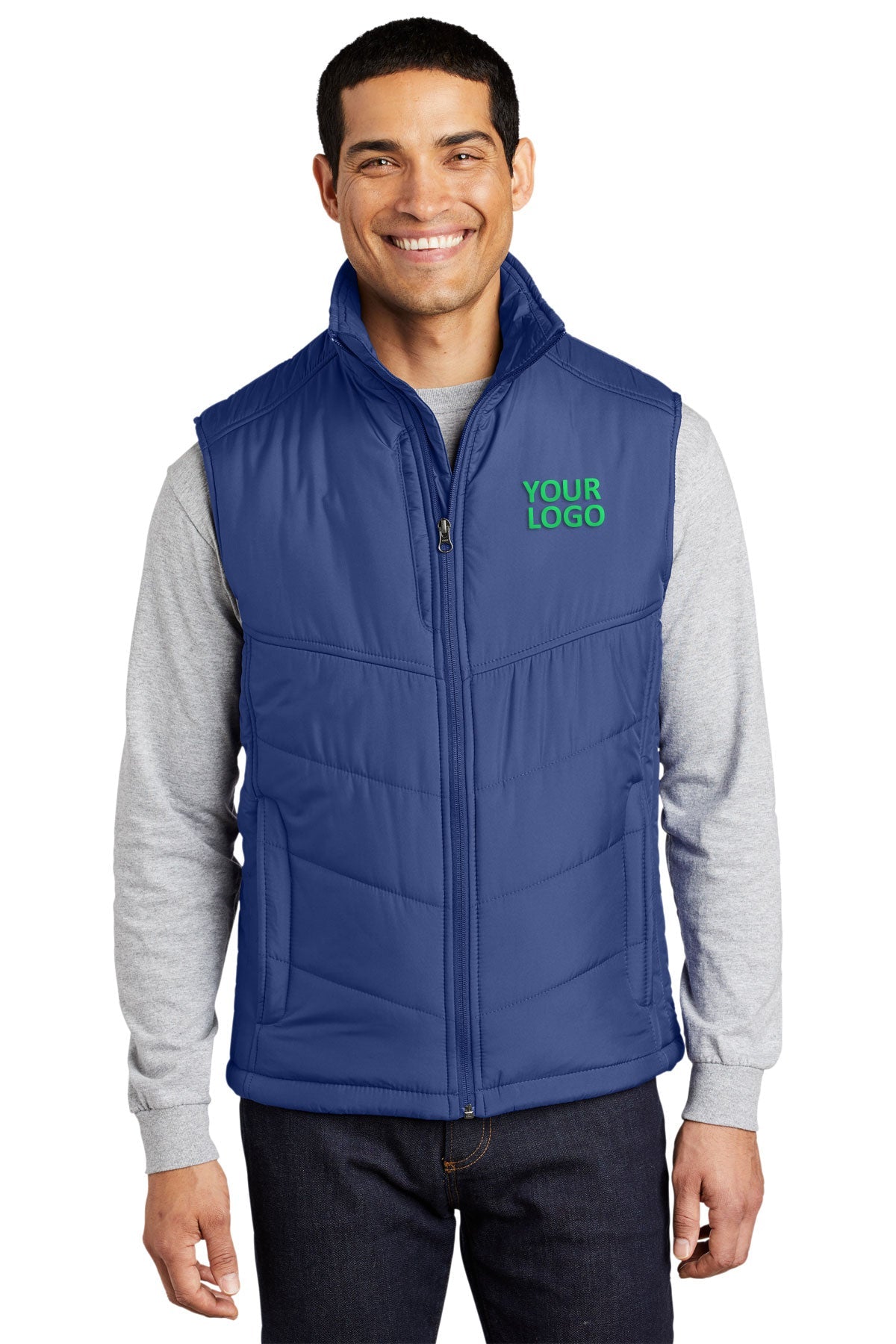 port authority mediterranean blue/black j709 team jackets embroidered