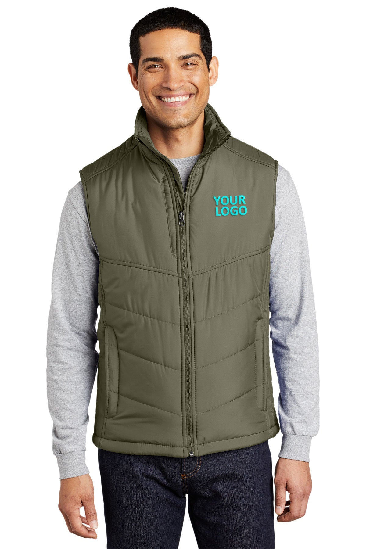 port authority olive/cayenne j709 team jackets embroidered