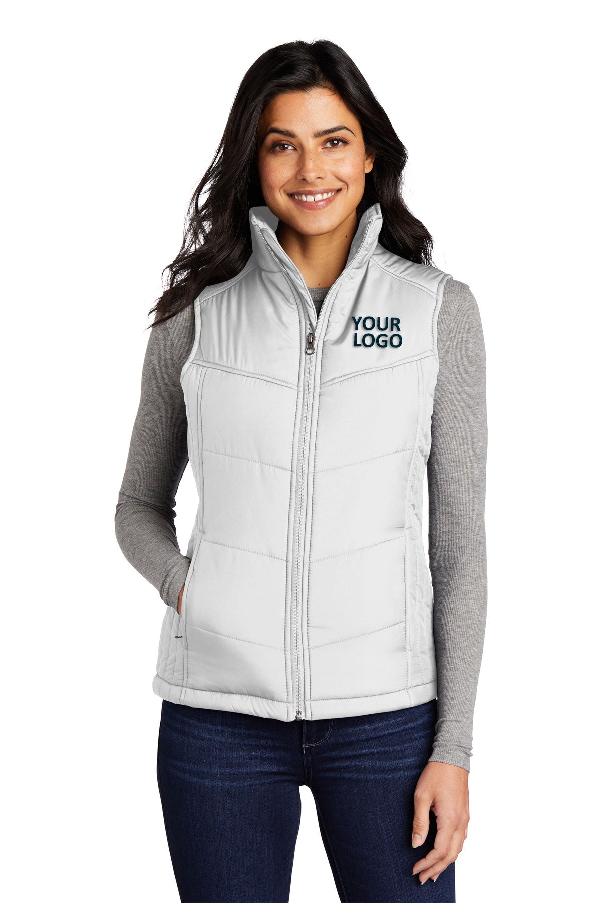 port authority white/dark slate l709 promotional jackets company logo