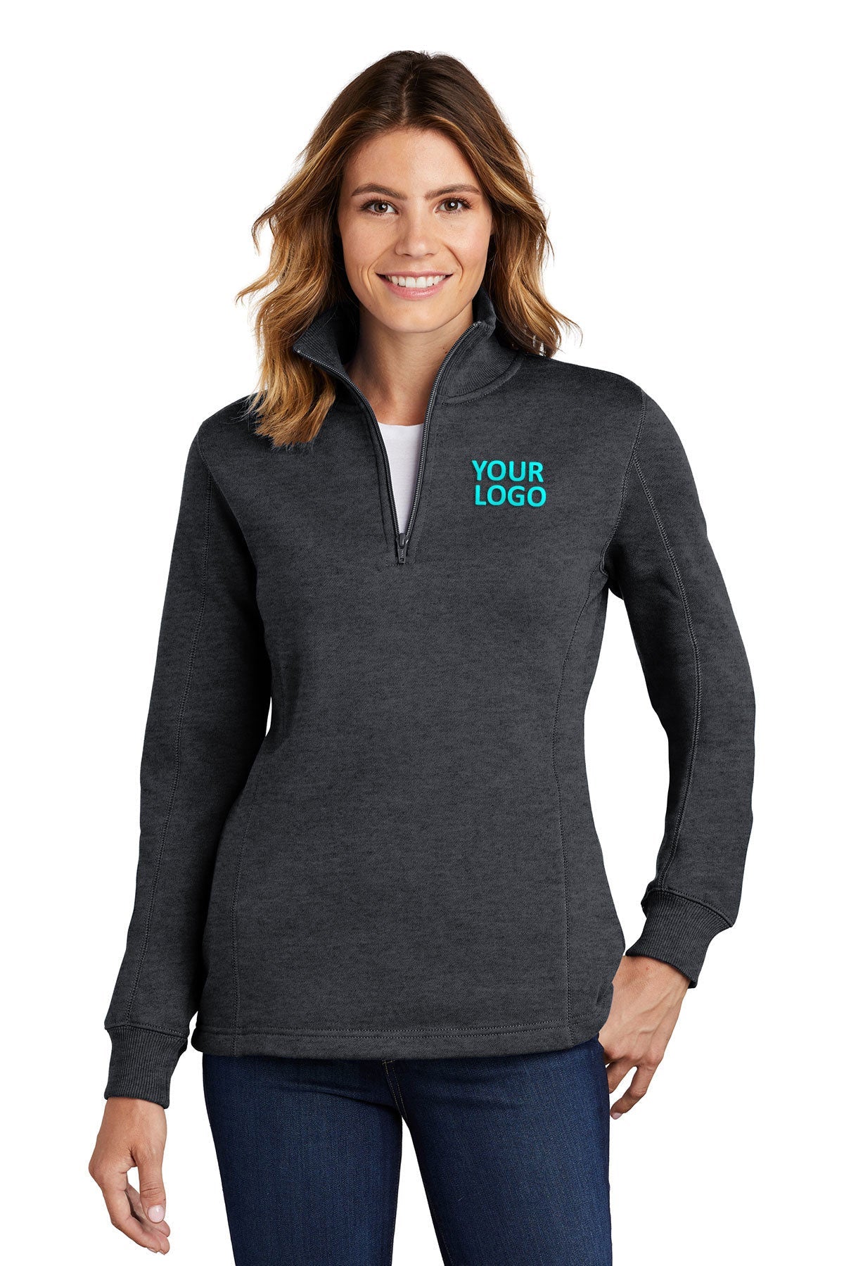 Sport-Tek Graphite Heather LST253 printed sweatshirts for business