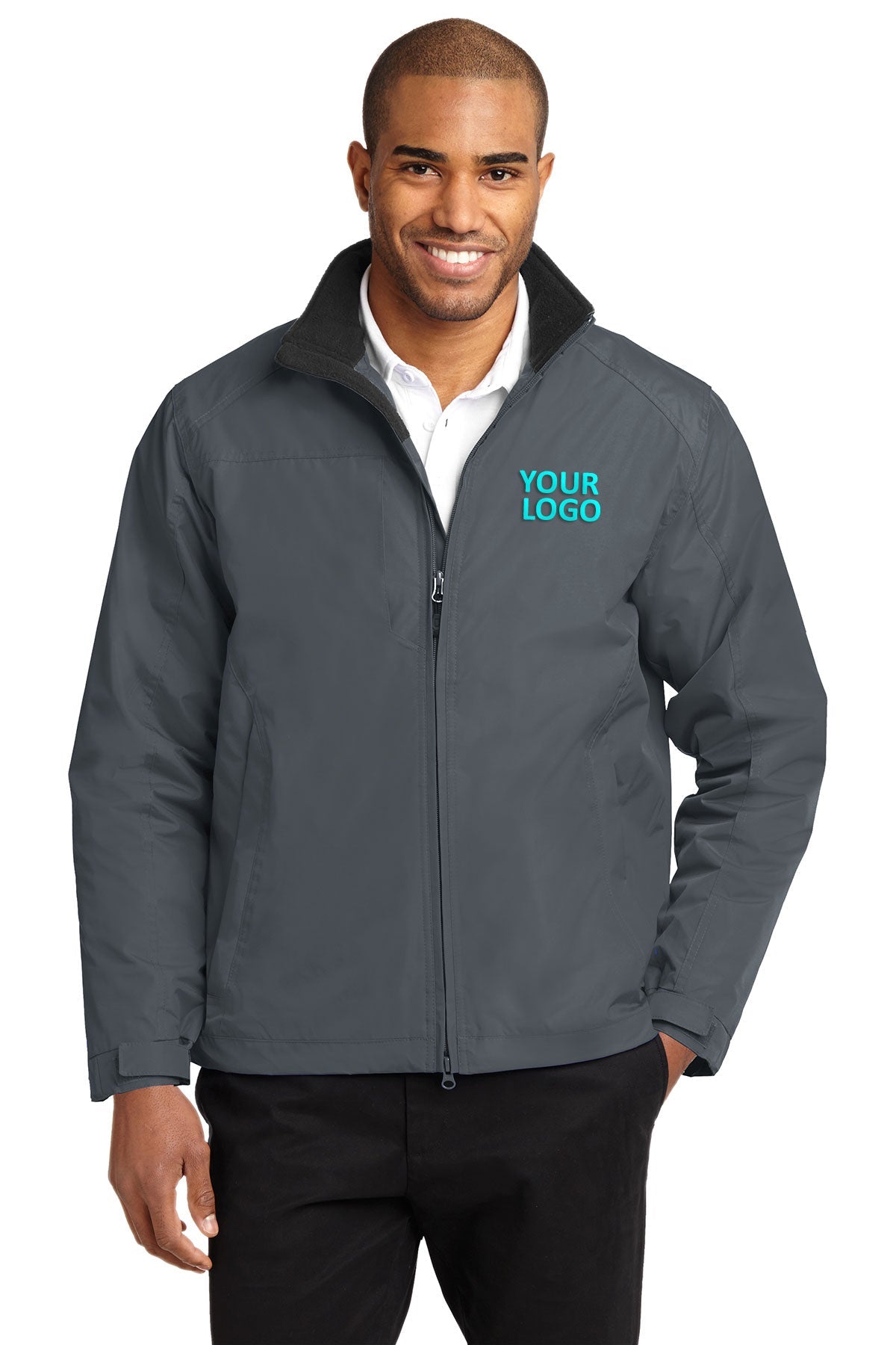 port authority steel grey/true black j354 company embroidered jackets