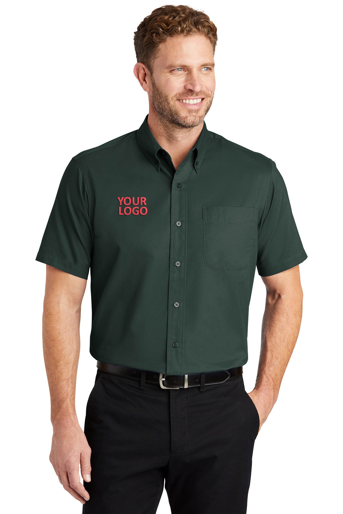 CornerStone Short Sleeve SuperPro Twill Shirt, Dark Green