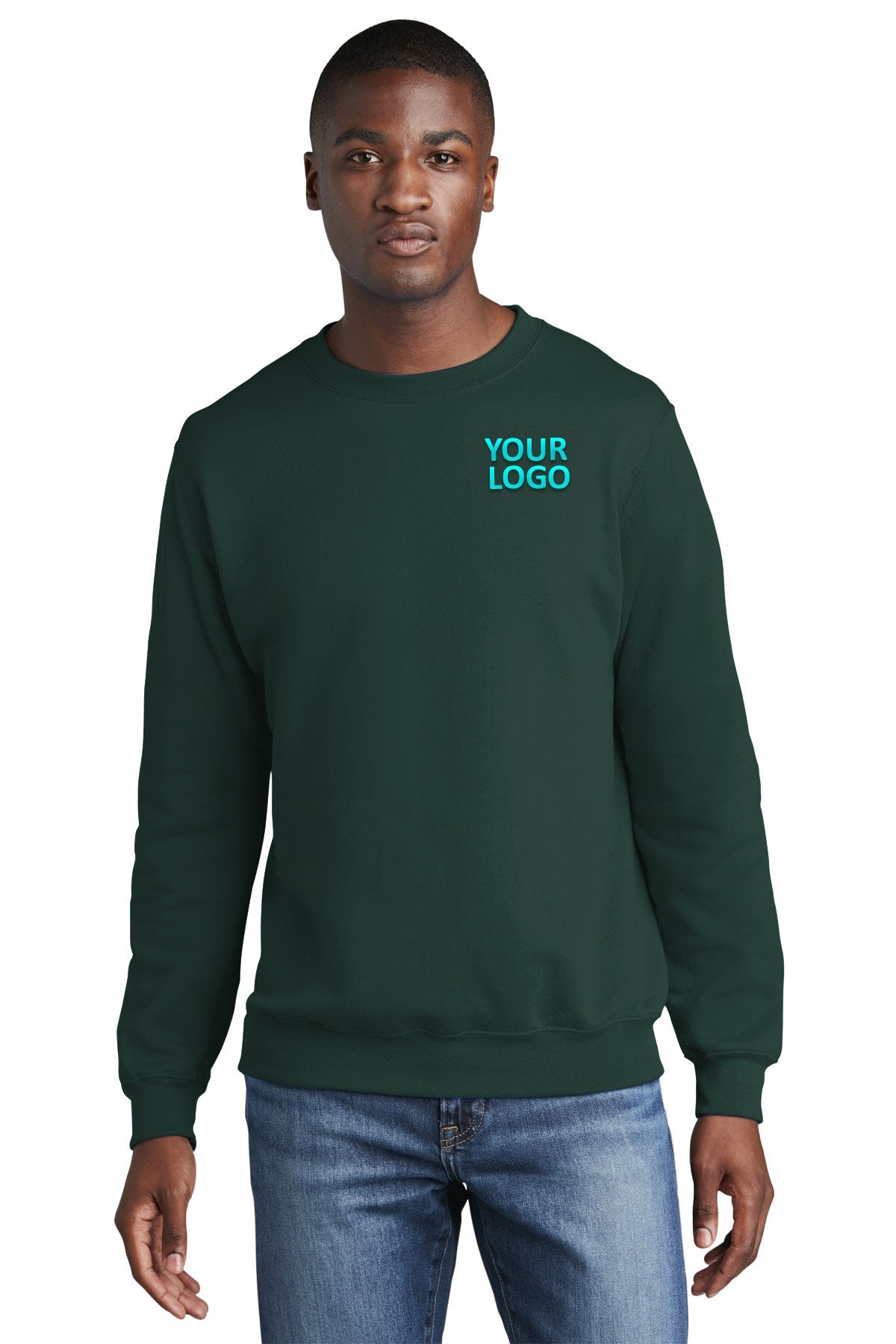 port & company dark green pc78 embroidered sweatshirts for business