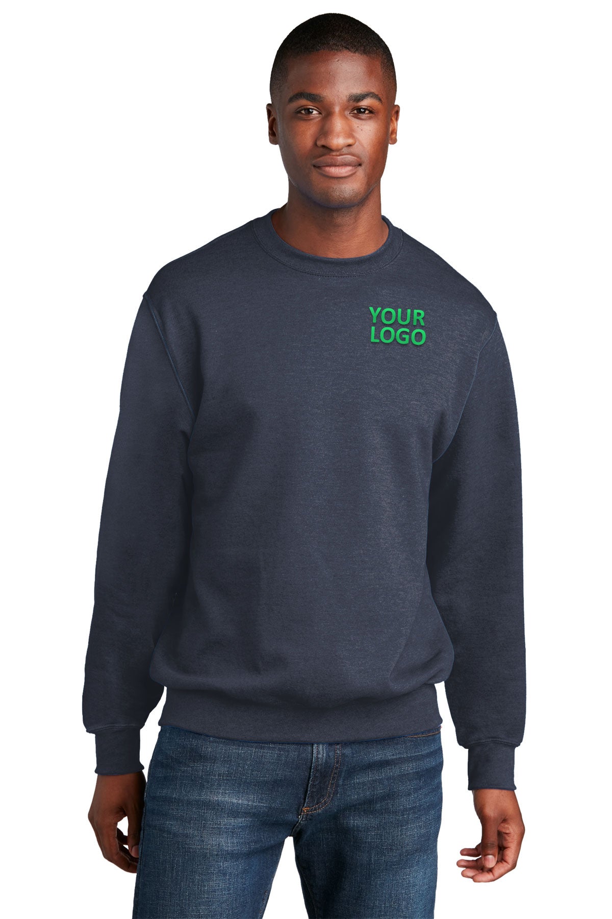 port & company heather navy pc78 embroidered sweatshirts for business