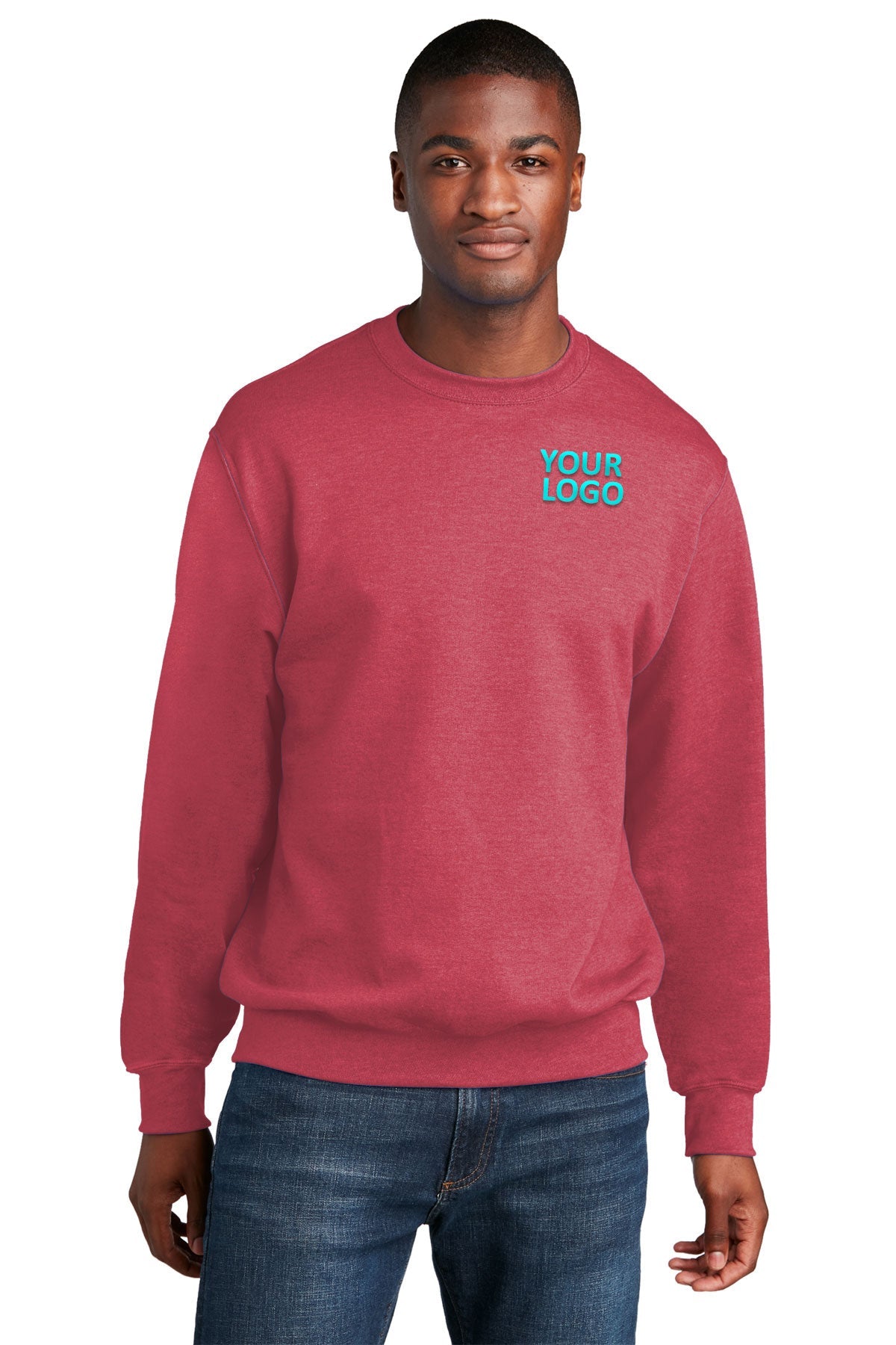 port & company heather red pc78 embroidered sweatshirts for business