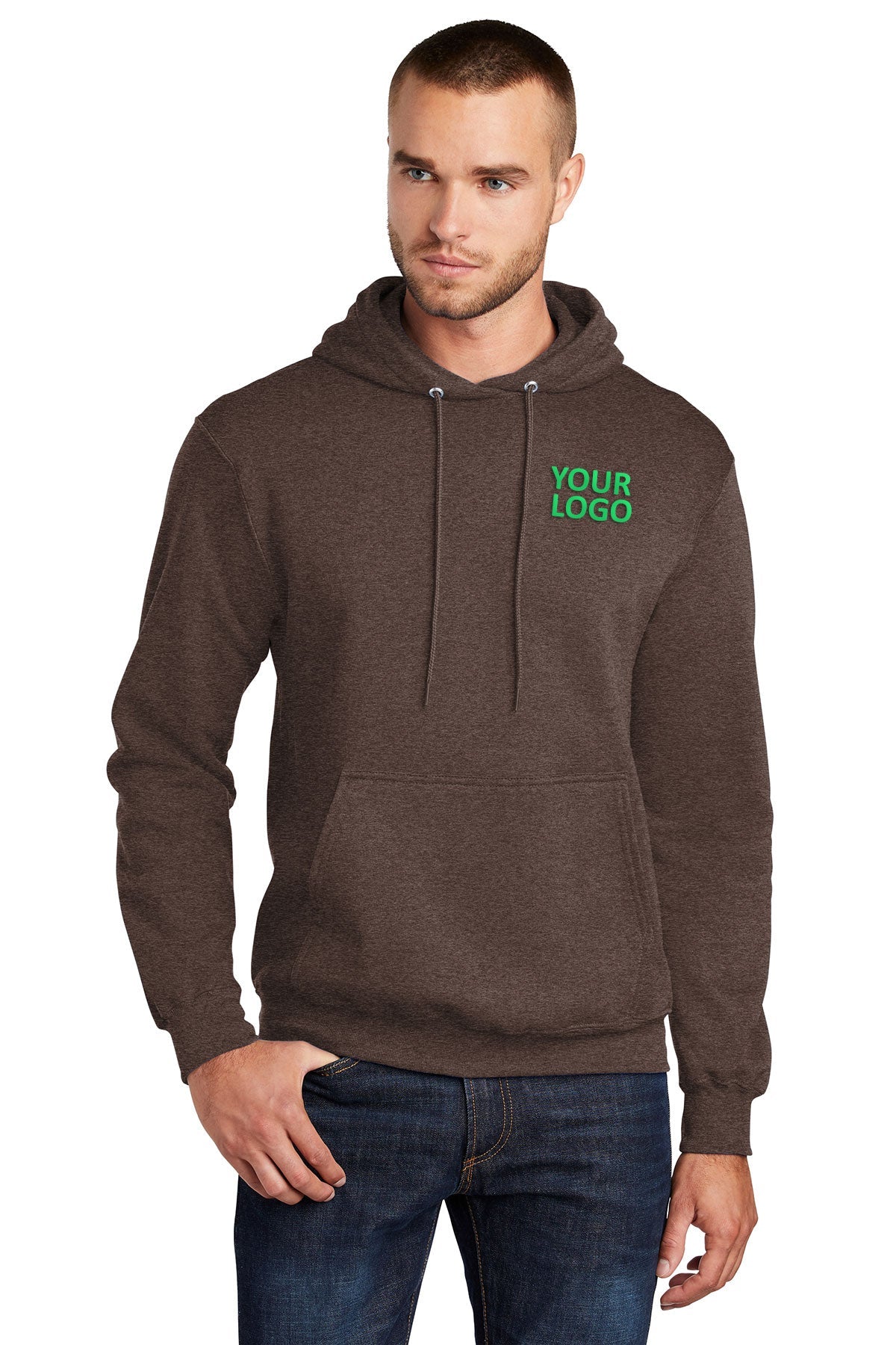 port & company heather dark chocolate brown pc78h custom sweatshirts for business