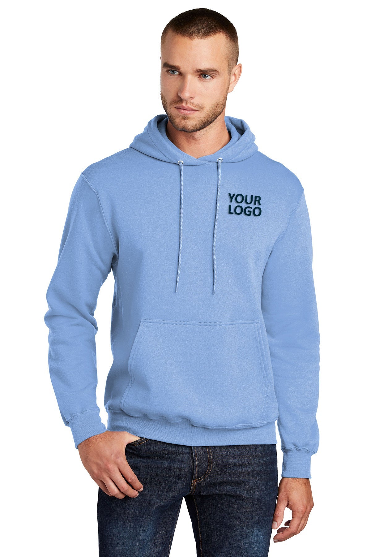 port & company light blue pc78h sweatshirts custom logo