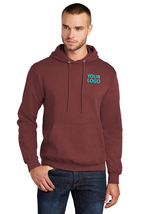 Port & Company Core Fleece Branded Zip Hoodies, Maroon