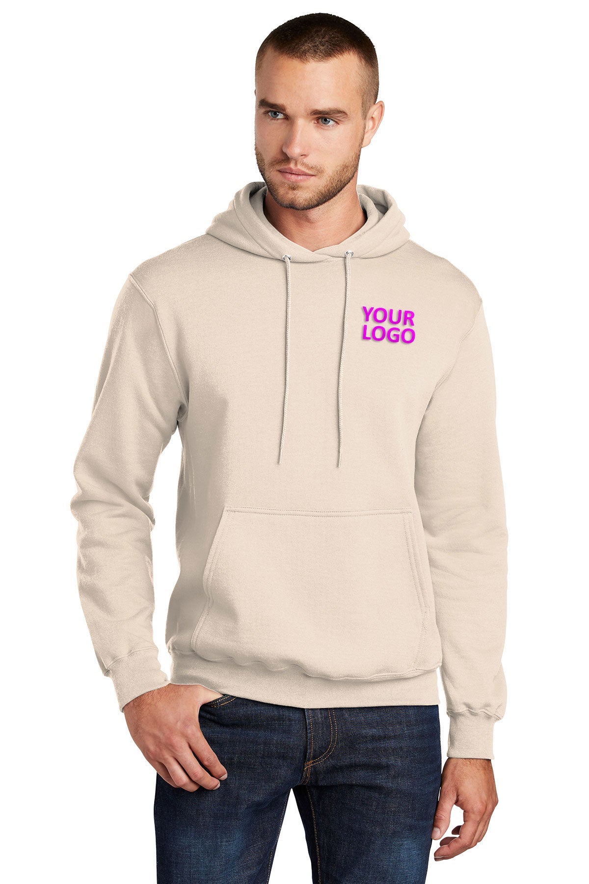 Port & Company Core Fleece Custom Hoodies, Natural [Arthur C Luf]