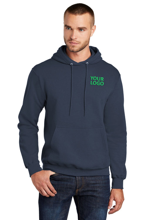 Port & Company Core Fleece Branded Zip Hoodies, Navy