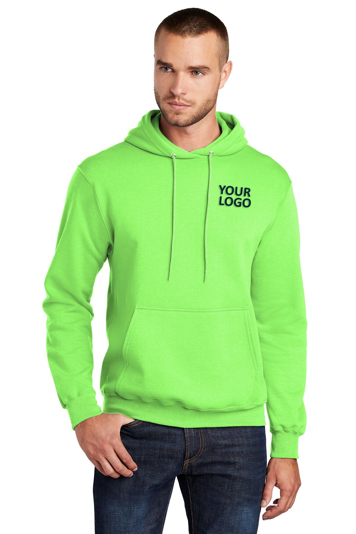 port & company neon green pc78h sweatshirts with company logo