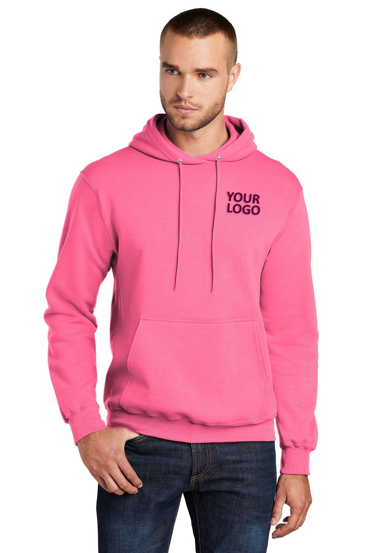 port & company neon pink pc78h sweatshirts with company logo
