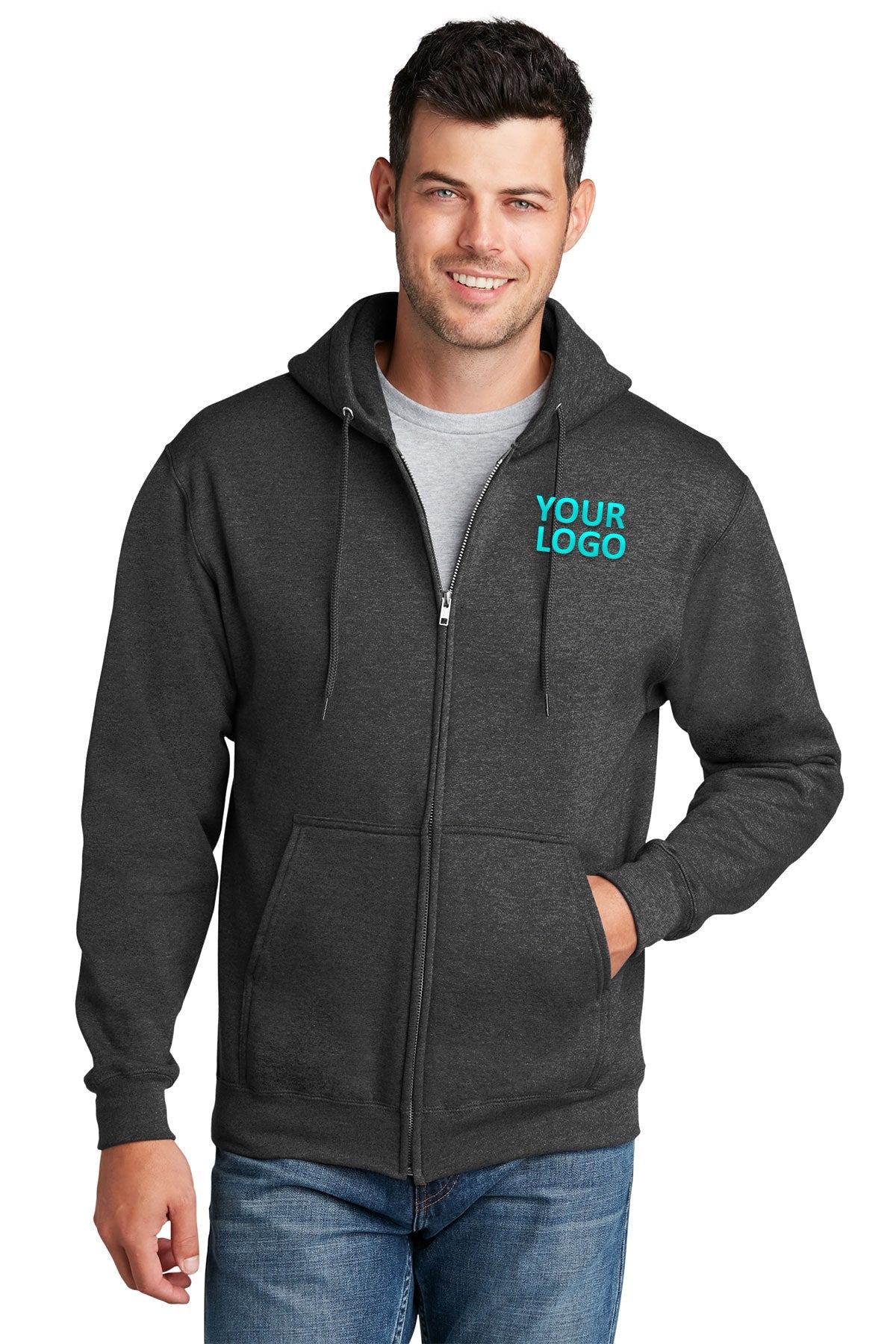 port & company dark heather grey pc78zh custom work sweatshirts