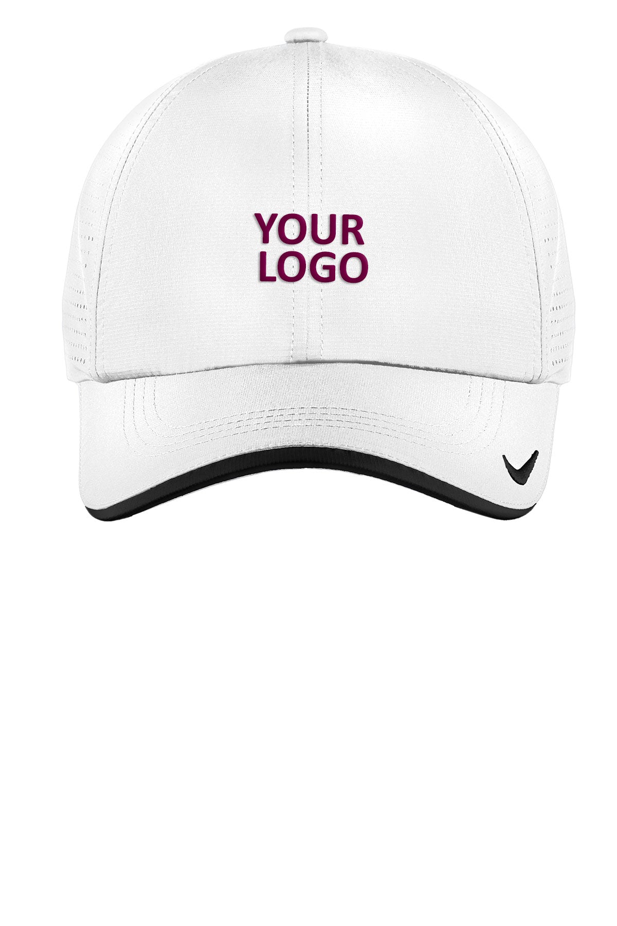Nike Dri-FIT Swoosh Perforated Customized Caps, White