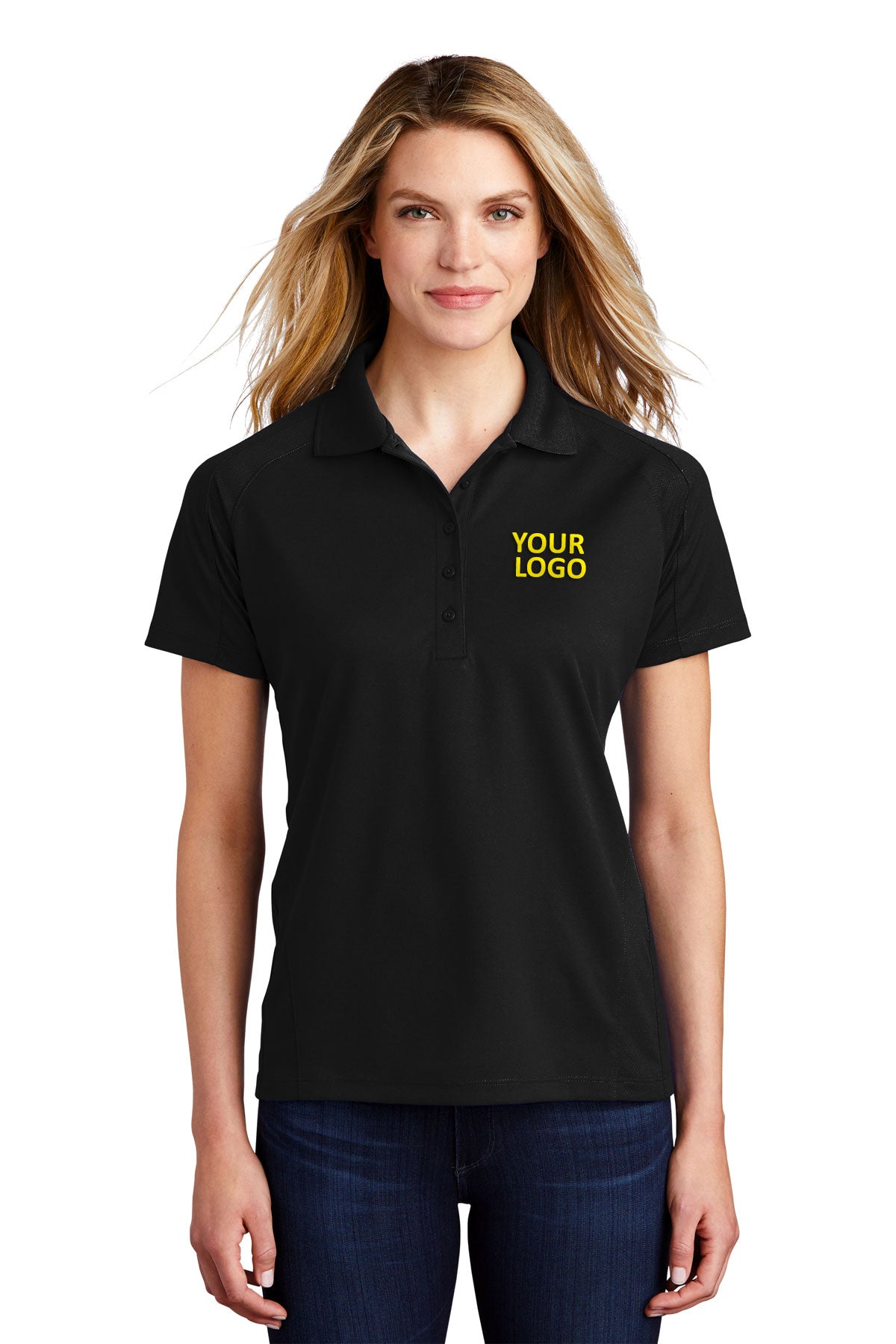 Sport-Tek Black L474 custom women's polo shirts