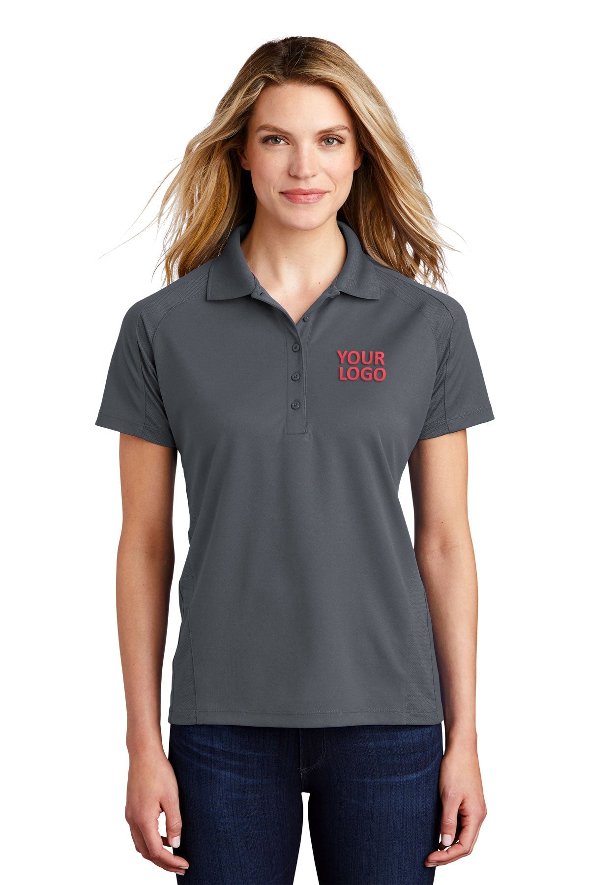 Sport-Tek Steel L474 custom made polo shirts with logo
