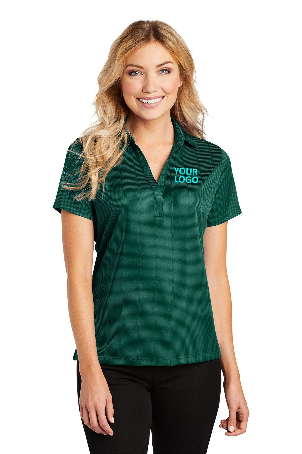 Port Authority Ladies Performance Customized Fine Jacquard Polos, Green Glen