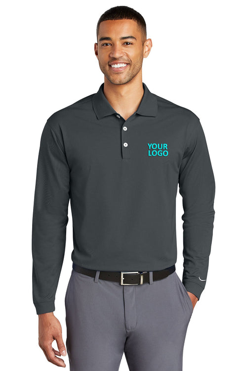 Nike Ladies Long Sleeve Dri-FIT Stretch Custom Polos, Anthracite