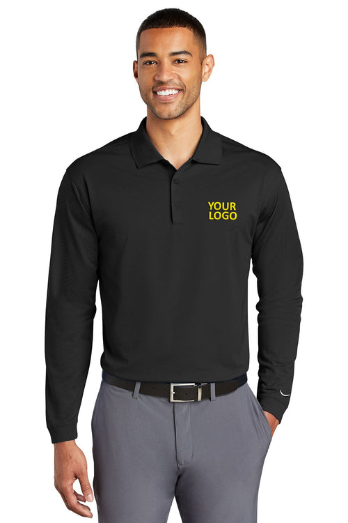Nike Ladies Long Sleeve Dri-FIT Stretch Custom Polos, Black