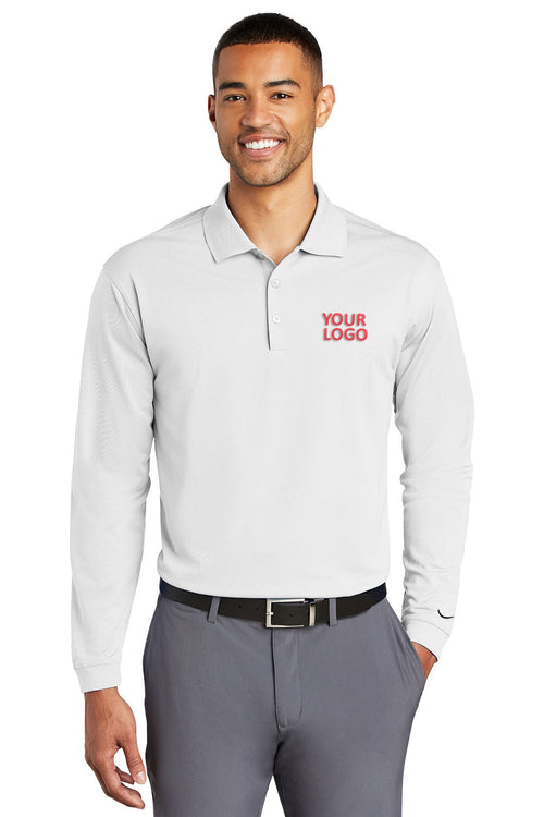 Nike Ladies Long Sleeve Dri-FIT Stretch Custom Polos, White