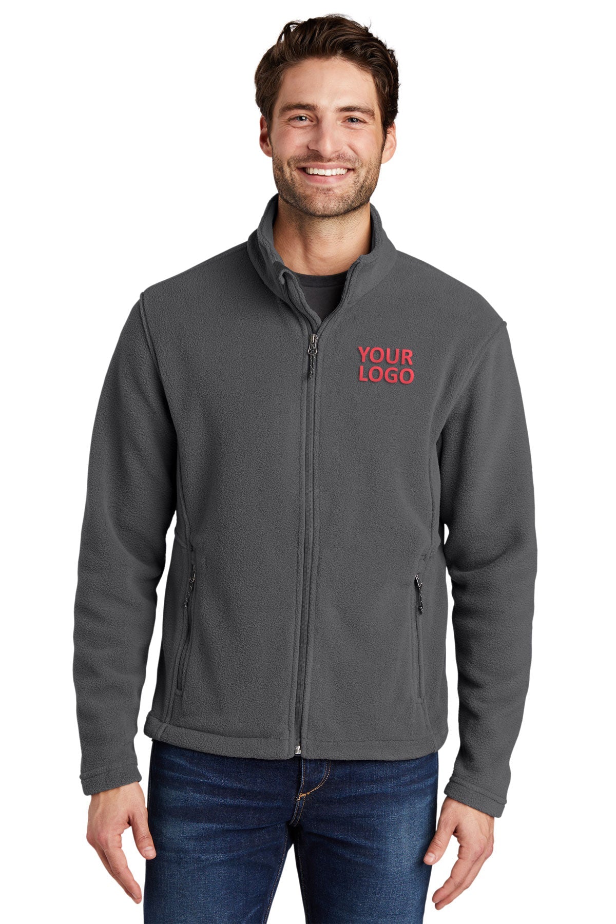 port authority iron grey f217 business logo jackets