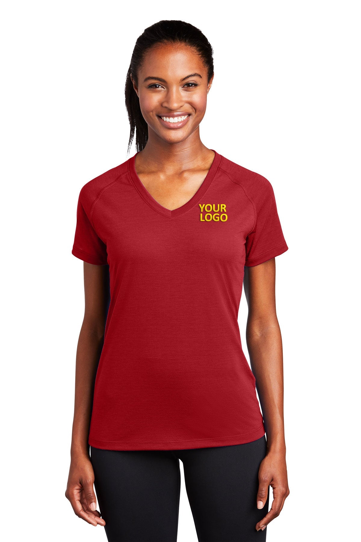 Sport-Tek Ladies Custom Ultimate Performance V-Necks, True Red [ERES]