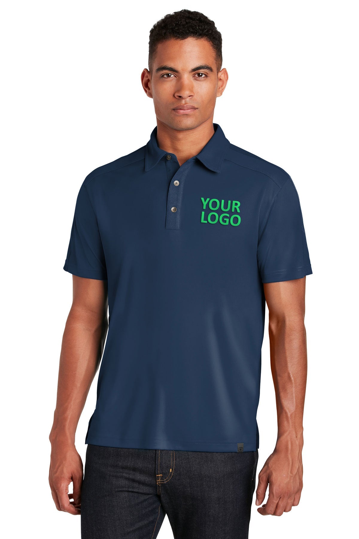 OGIO Blue Indigo OG109 work polos with logo