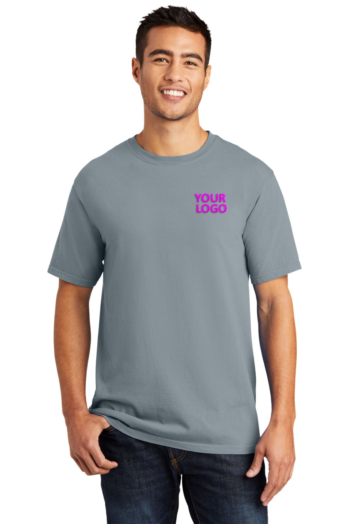 Port & Company Pigment-Dyed Branded Tee's, Dove Grey