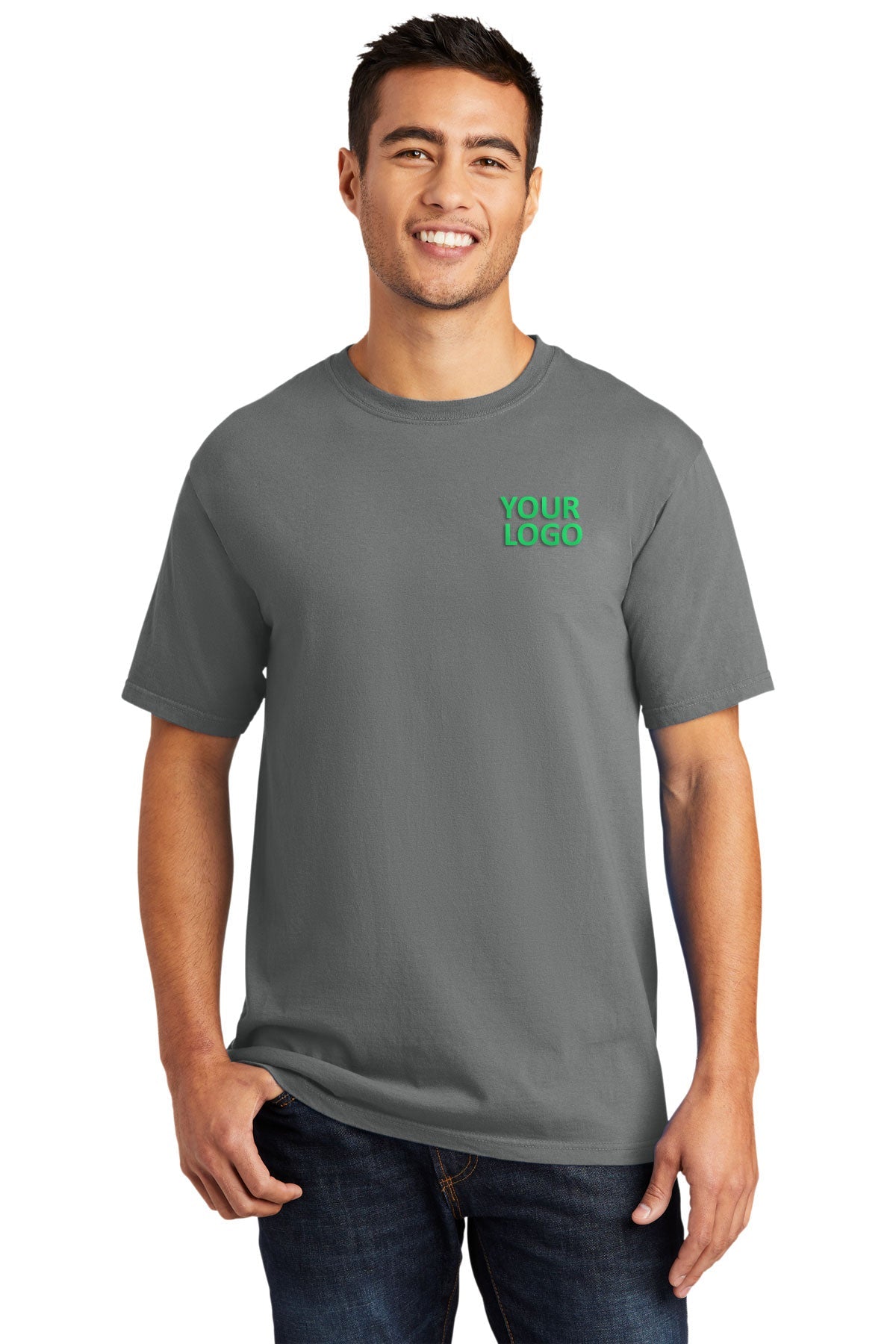 Port & Company Pigment-Dyed Customized Tee's, Pewter