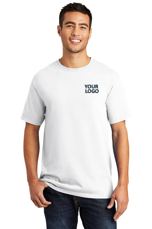 Port & Company Pigment-Dyed Customized Long Sleeve Tee's, White