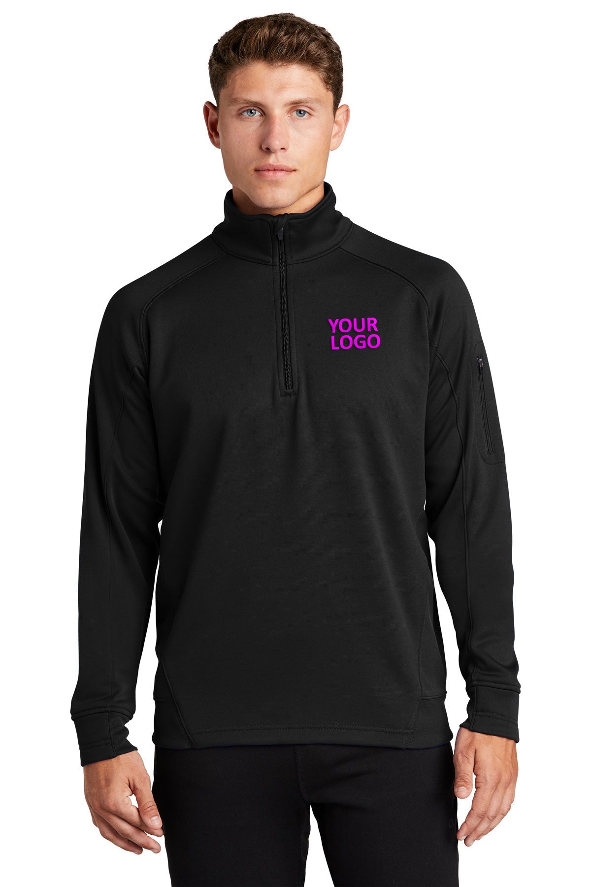 Sport-Tek Black F247 sweatshirts with logos