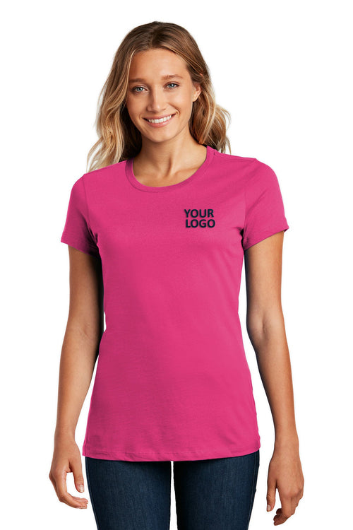 District Made Ladies Perfect Weight V-Neck Tee's, Dark Fuchsia