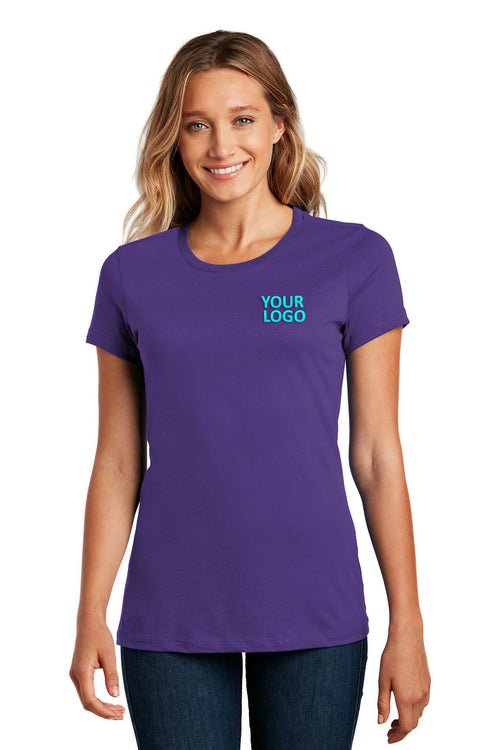 District Made Ladies Perfect Weight V-Neck Tee's, Purple