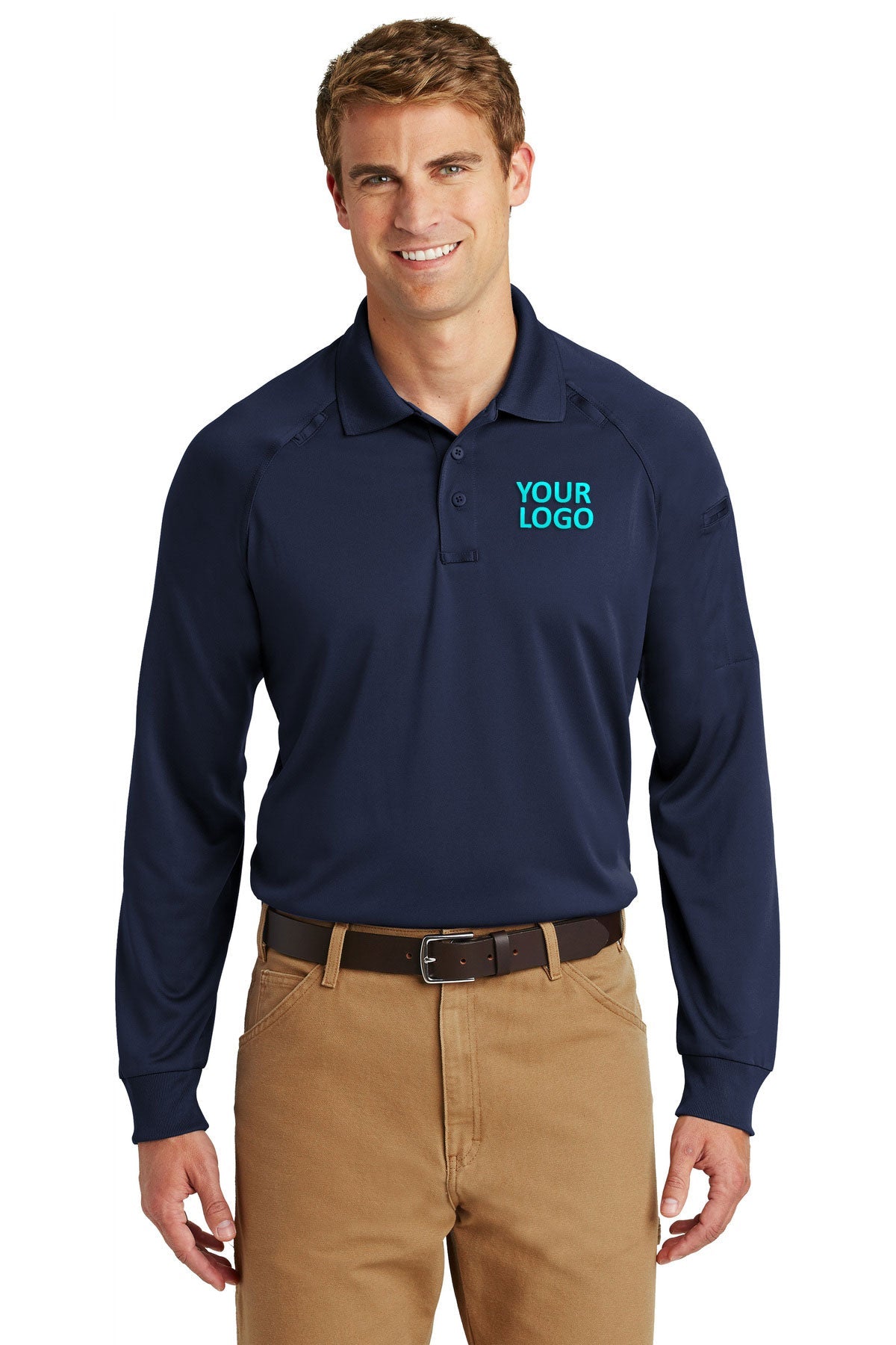 CornerStone Dark Navy CS410LS custom business polo shirts