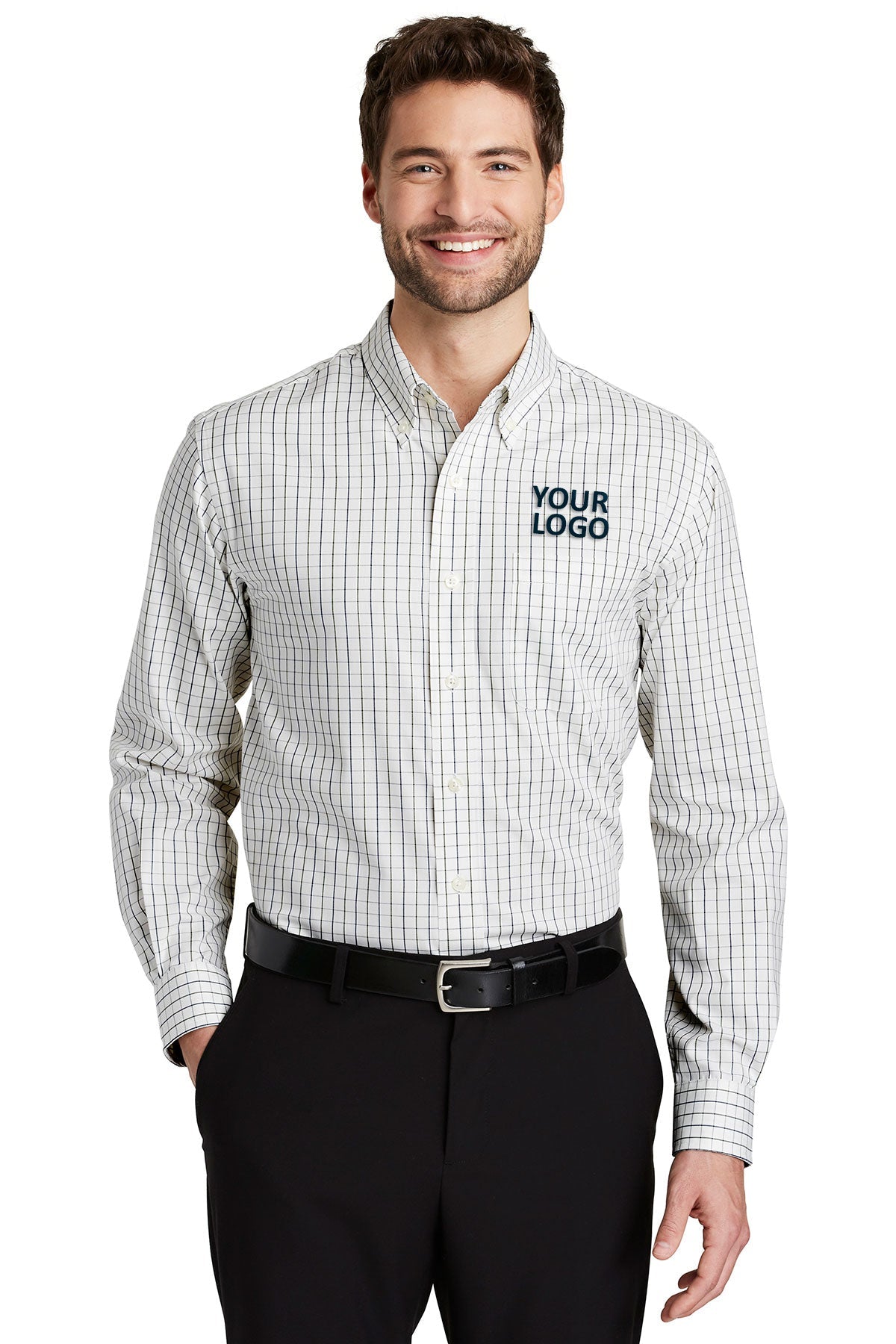 Port Authority Green/Navy S642 logo shirts