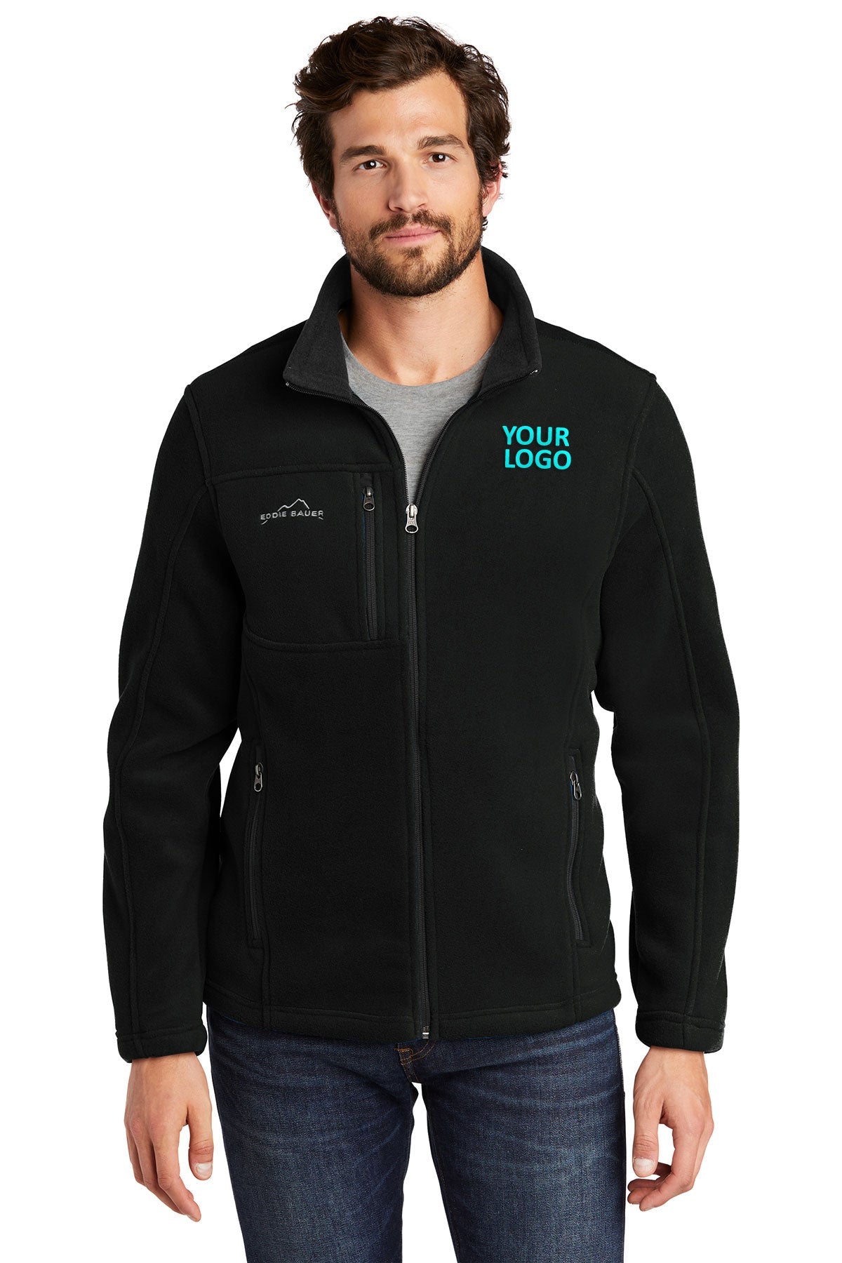 Eddie Bauer Black EB200 embroidered jackets for business