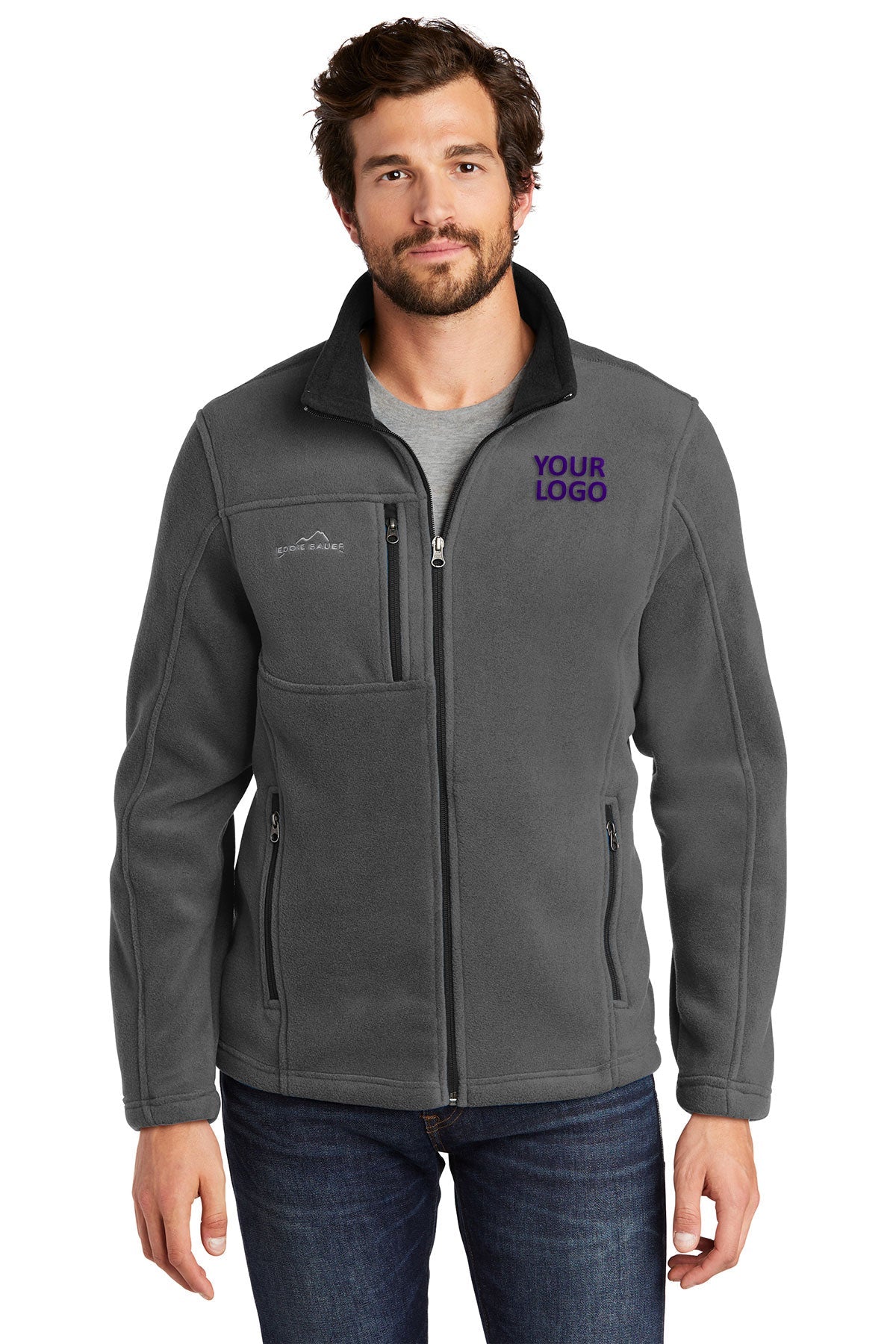 Eddie Bauer Grey Steel EB200 embroidered jackets for business