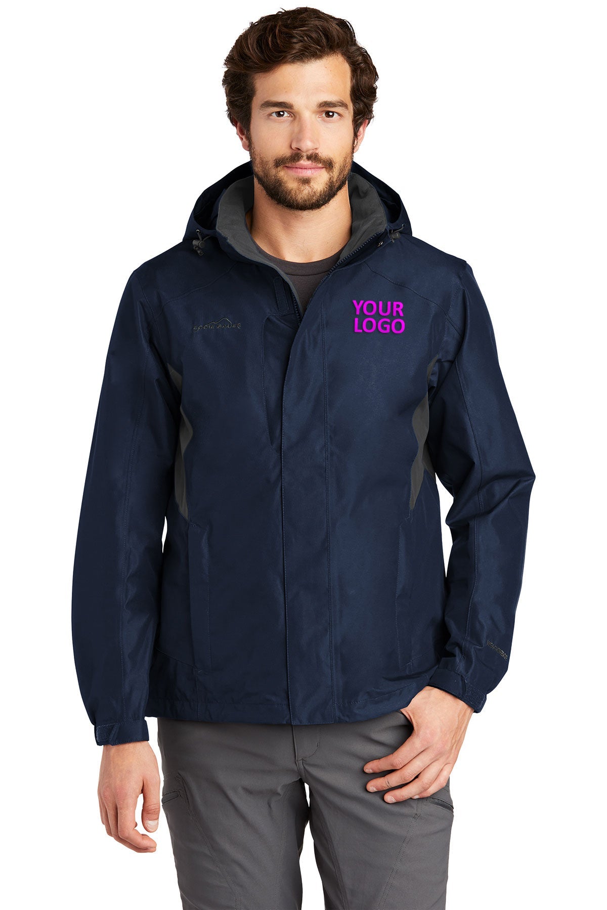 Eddie Bauer River Blue/Grey Steel EB550 company embroidered jackets