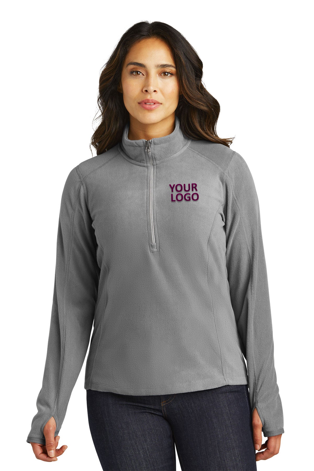 Port Authority Ladies Microfleece 1/2-Zip Customized Pullovers, Pearl Grey [Century Sales and Management]
