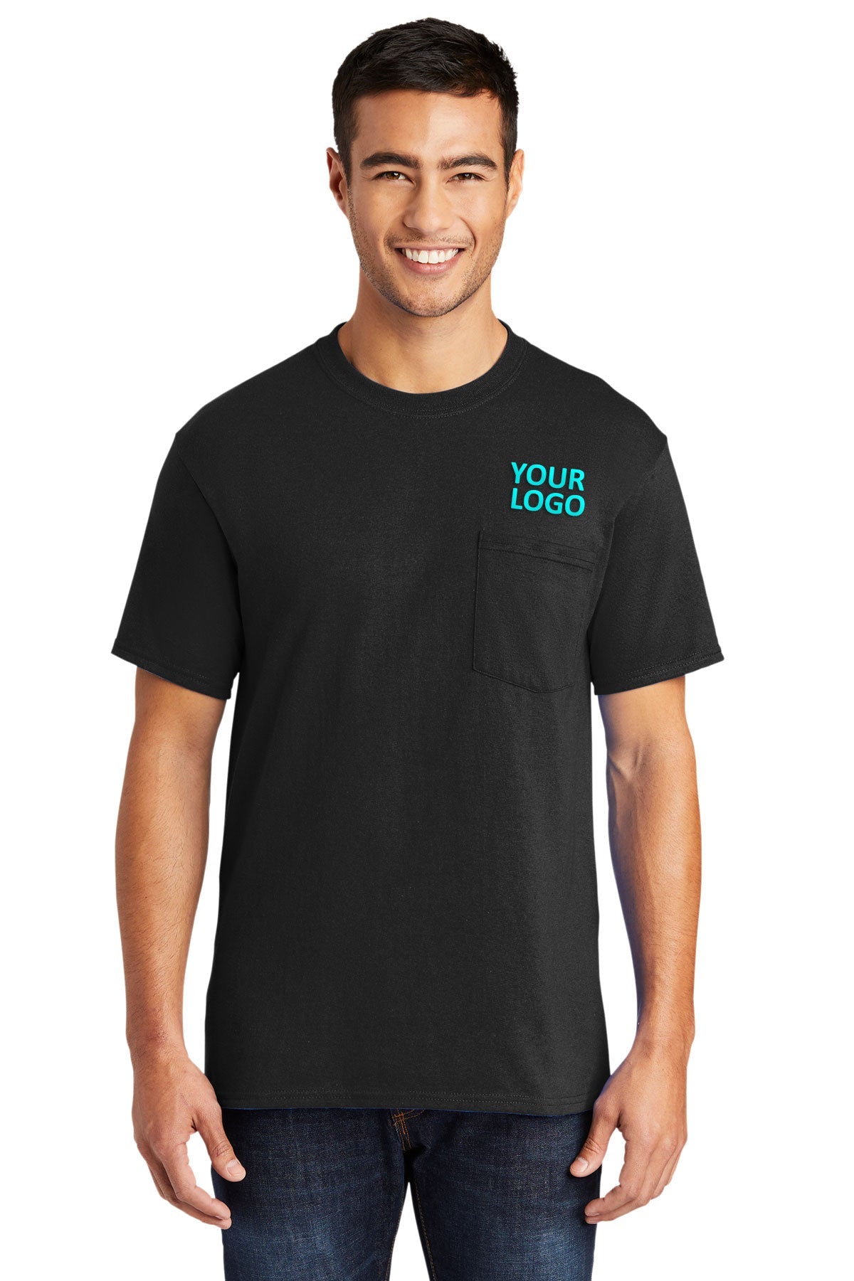 Port & Company Core Blend Branded Pocket Tee's, Jet Black