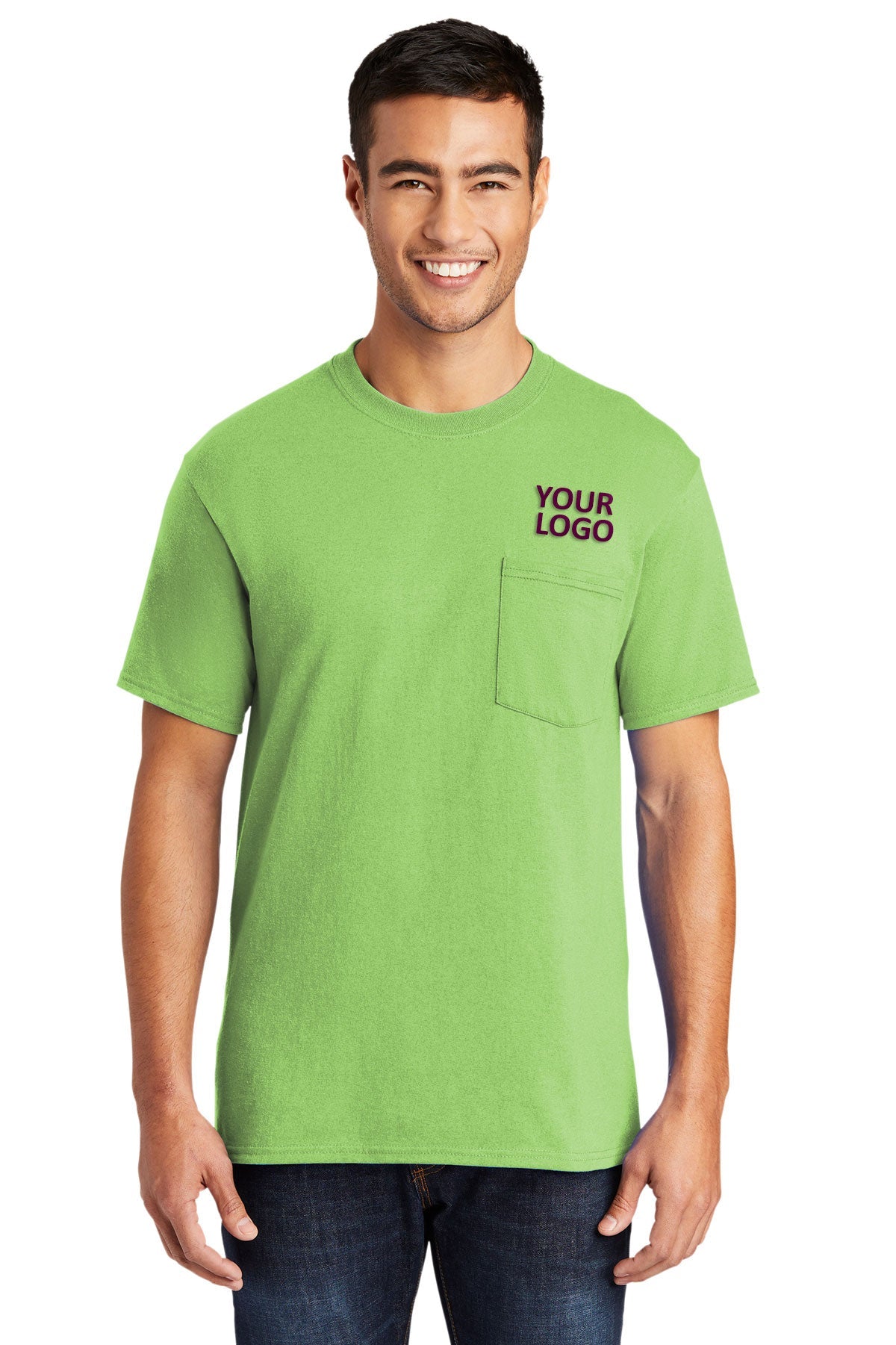 Port & Company Core Blend Customized Pocket Tee's, Lime