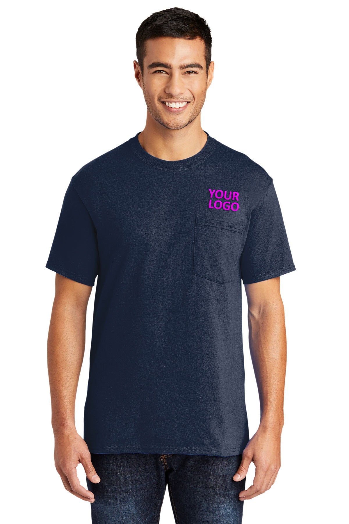 Port & Company Core Blend Customized Pocket Tee's, Navy