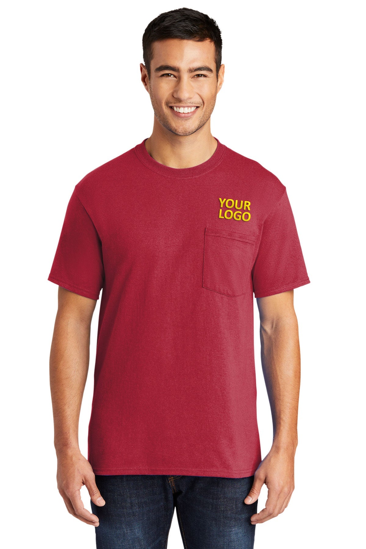 Port & Company Core Blend Customized Pocket Tee's, Red