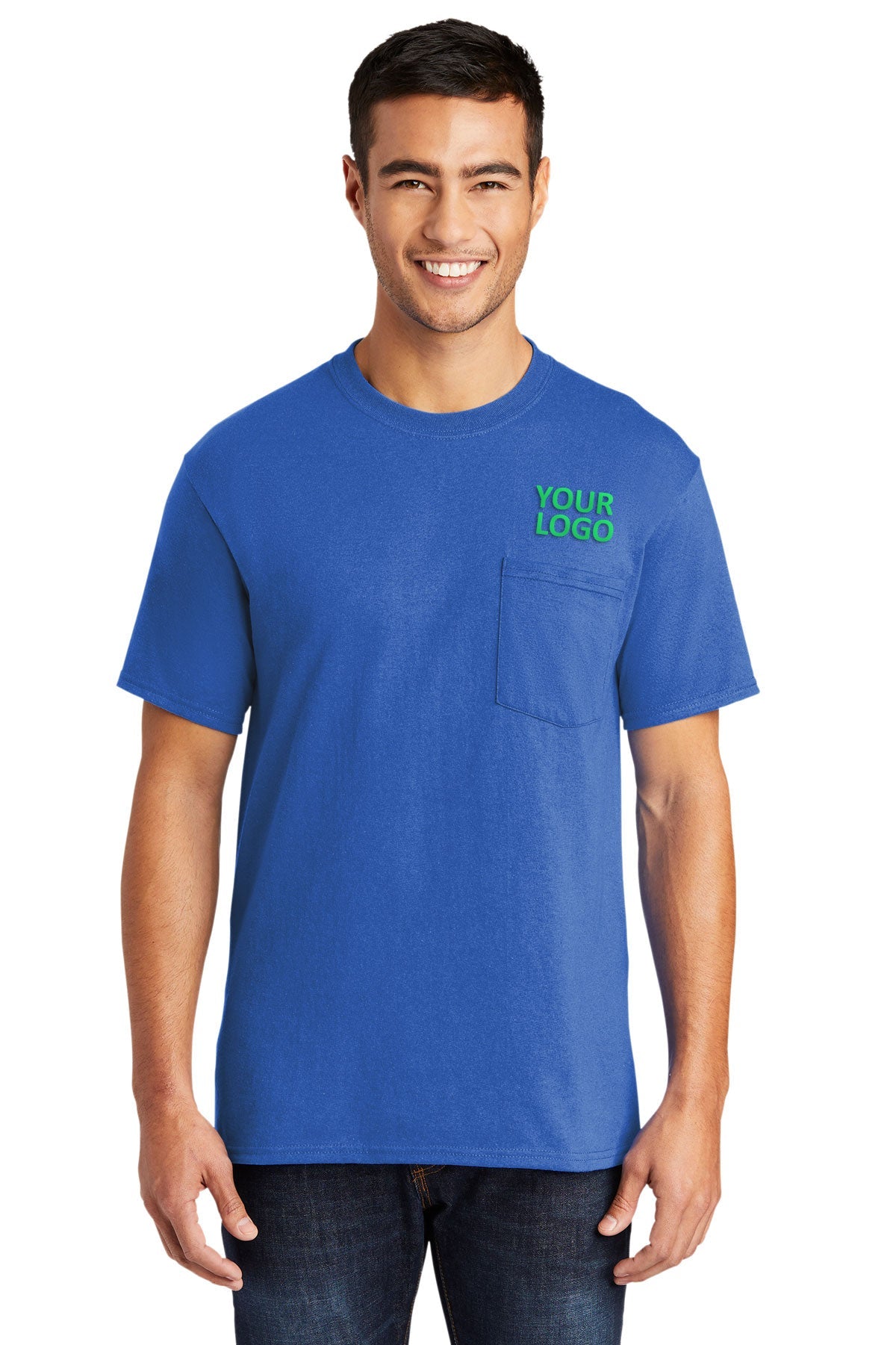Port & Company Core Blend Customized Pocket Tee's, Royal