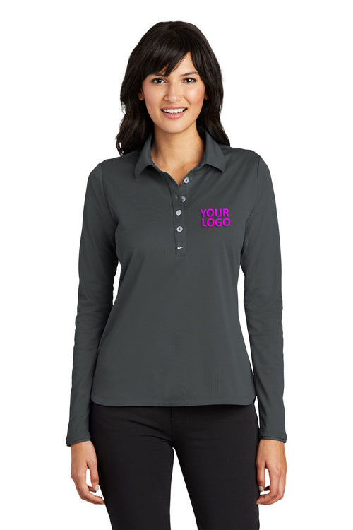 Nike Tall Long Sleeve Dri-FIT Stretch Custom Polos, Anthracite