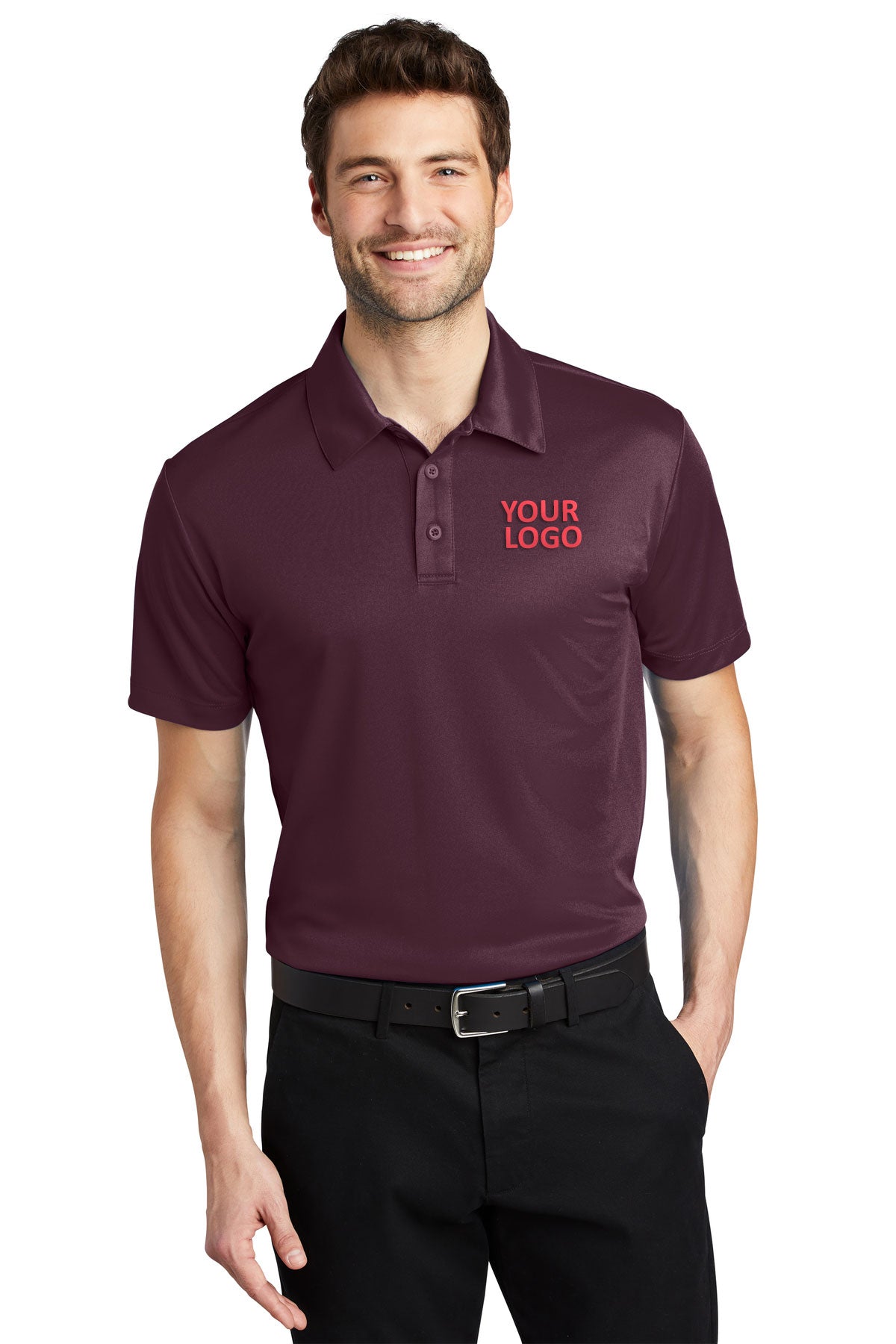 Port Authority Silk Touch Branded Performance Polos, Maroon [AMERILODGE GROUP]