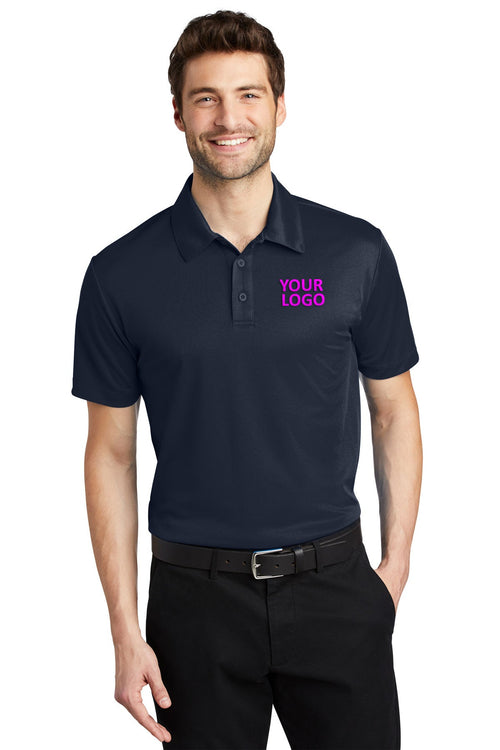 Port Authority Ladies Silk Touch Branded Performance Polos, Navy