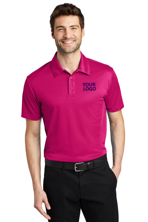 Port Authority Ladies Silk Touch Branded Performance Polos, Pink Raspberry