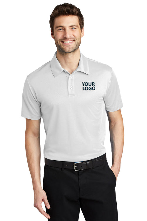 Port Authority Silk Touch Performance Custom Long Sleeve Polos, White